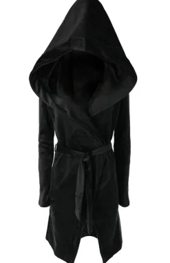 Restyle VELVET REAPER HOODIE, black gothic hoodie with big hood