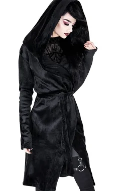 Restyle VELVET REAPER HOODIE, black gothic hoodie with big hood