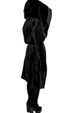 Restyle VELVET REAPER HOODIE, black gothic hoodie with big hood