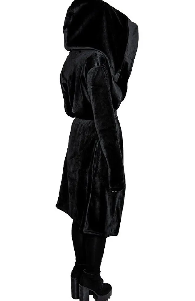 Restyle VELVET REAPER HOODIE, black gothic hoodie with big hood
