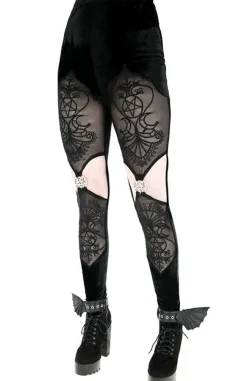Restyle VELVET VESPER embroidered leggings with pentagrams