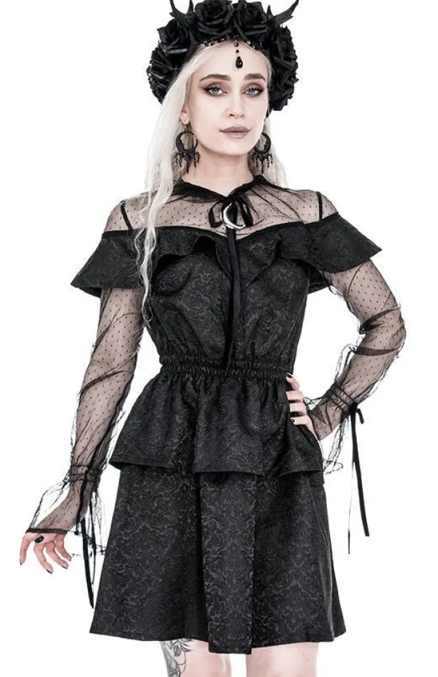 Restyle Zoe Dress Jacquard Ruffled Romantic Dress with crescent