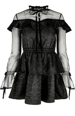 Restyle Zoe Dress Jacquard Ruffled Romantic Dress with crescent