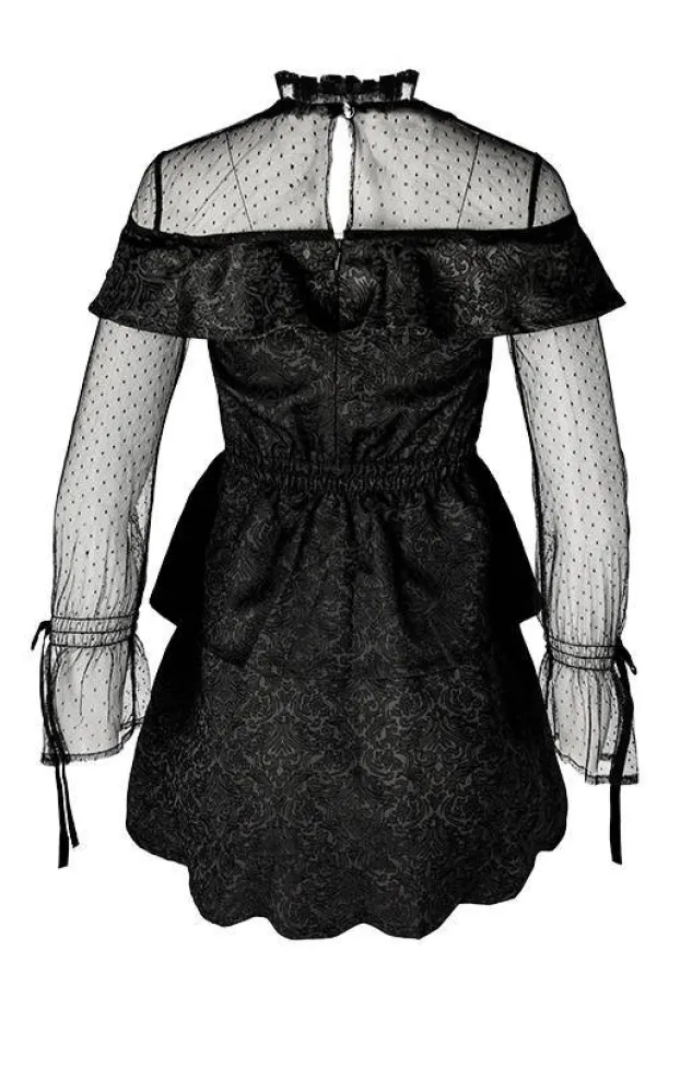 Restyle Zoe Dress Jacquard Ruffled Romantic Dress with crescent
