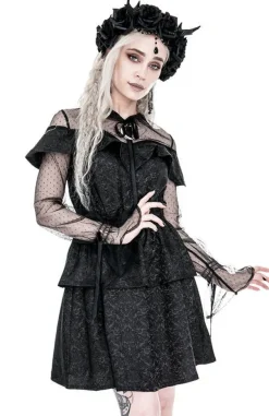 Restyle Zoe Dress Jacquard Ruffled Romantic Dress with crescent