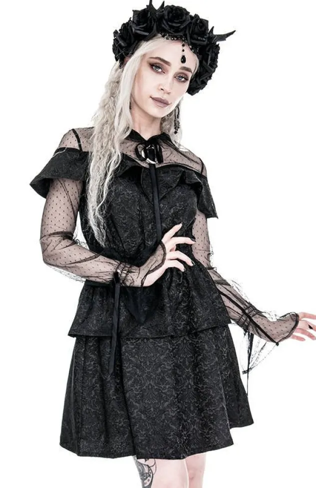 Restyle Zoe Dress Jacquard Ruffled Romantic Dress with crescent